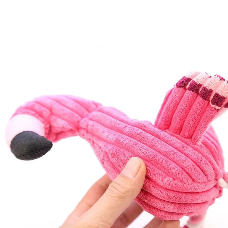 Cute Plush Flamingo Pet Squeaky Chew Toys