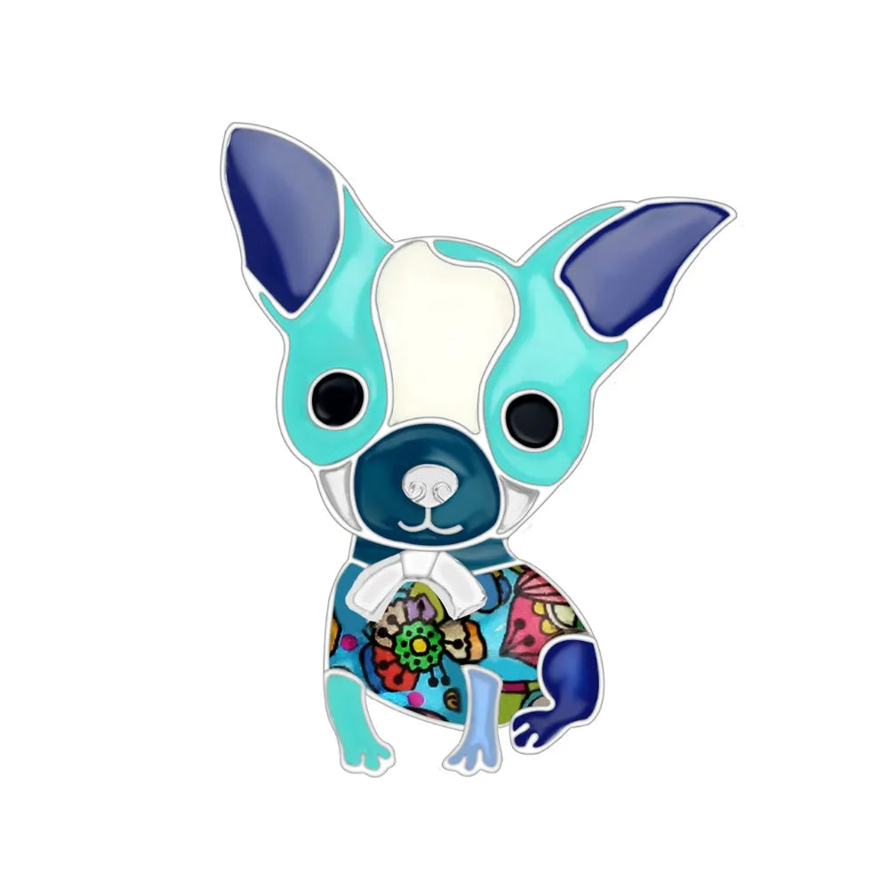 Bonsny Enamel Alloy Anime Chihuahua Dog Brooches