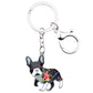 Bonsny Enamel Alloy Rhinestone French Bulldog/Pug Dog Key Chains