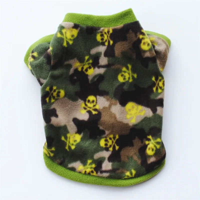 Cute Print Pet Clothes Winter Warm Fleece Pet Coat