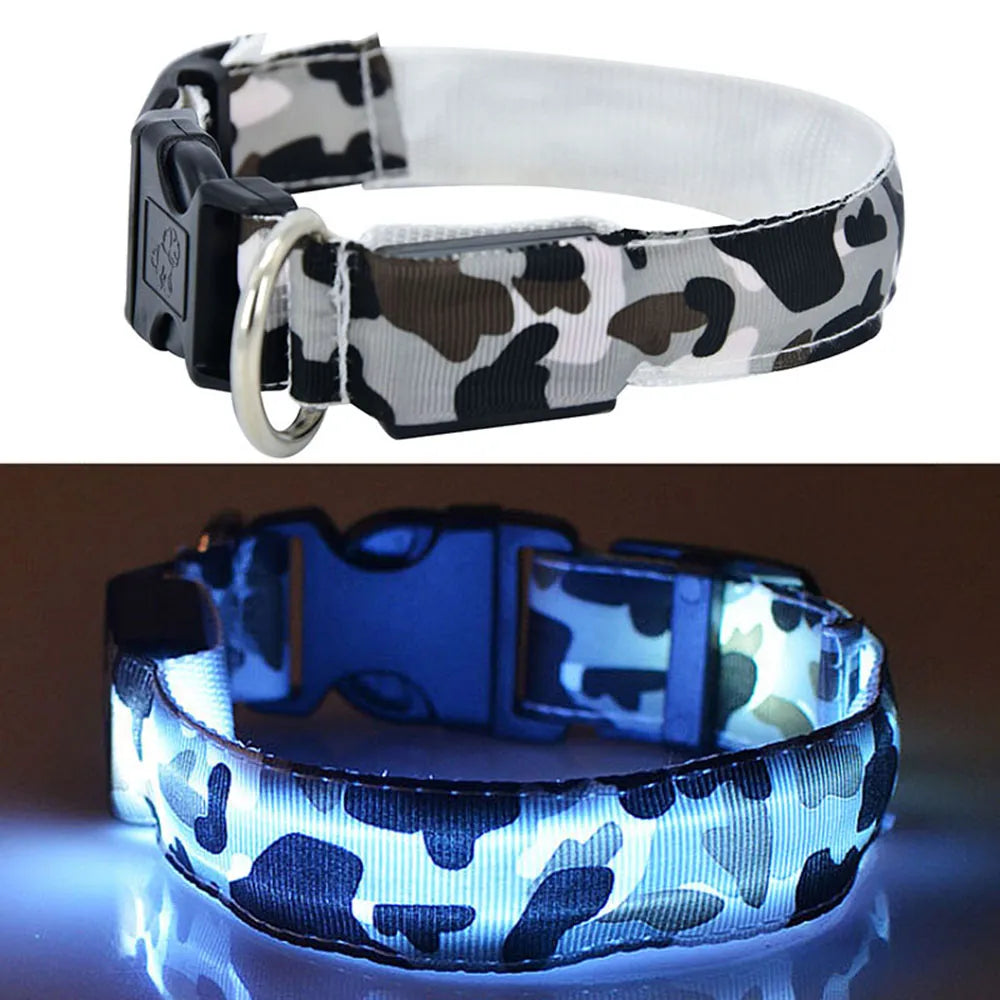 LED Dog Collar Luminous Pet Safety Camouflage Stylish Flashing