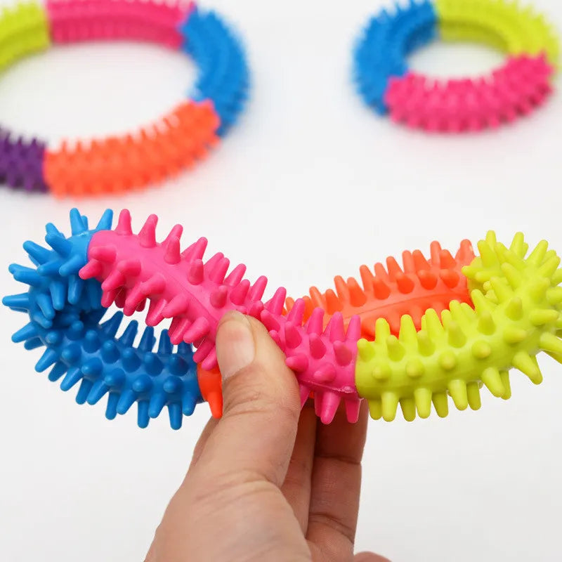 Multicolor Non-toxic Circle Rubber Pet Dog Puppy Dental Teeth Healthy Chew Biting Ring