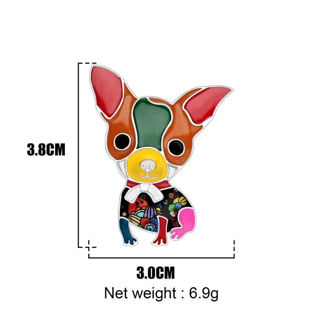 Bonsny Enamel Alloy Anime Chihuahua Dog Brooches