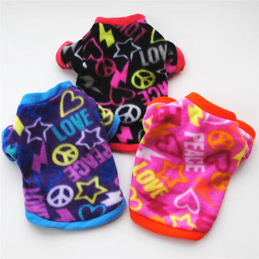 Cute Print Pet Clothes Winter Warm Fleece Pet Coat