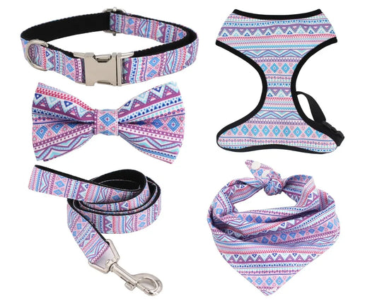 Pet Girl Dog Accessories Dog collar Bow Leash Harness and Bandana Sets Pet For Dog Wedding Accessories