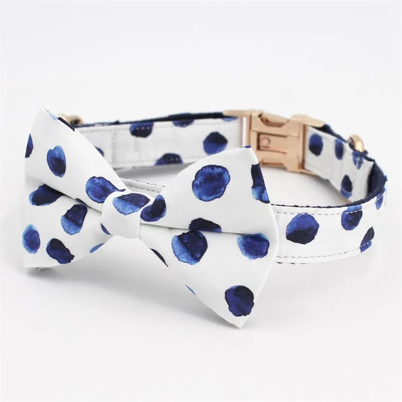 Floral Dog Collar Bow Tie with Metal Buckle