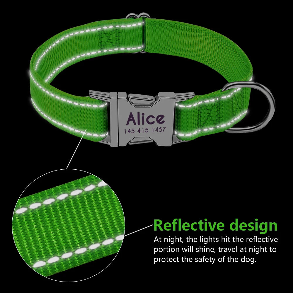 Personazlied Dog Collar Nylon Reflective