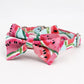 pink watermelon Dog Collar Bow Tie  with Metal Buckle Big and Small Dog&Cat Collar