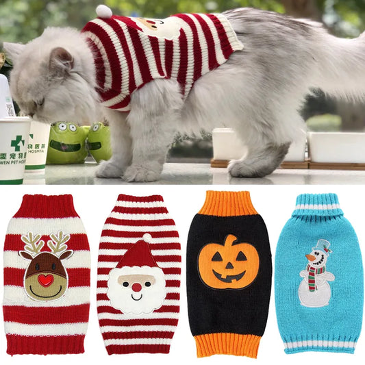 8 Color Holiday Theme Pet Sweater For Cats or Dogs