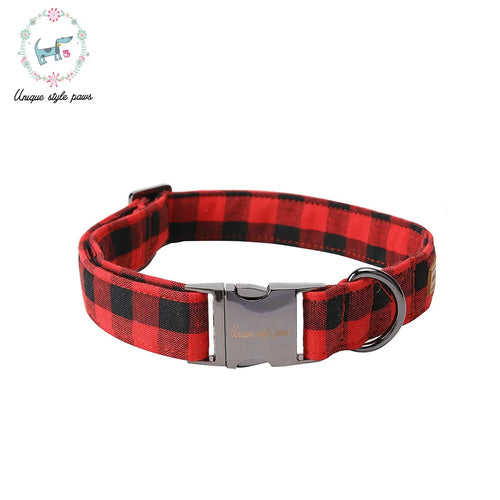 Unique Style Paws Christmas Plaid  Dog Collar And Leash Set Gift for