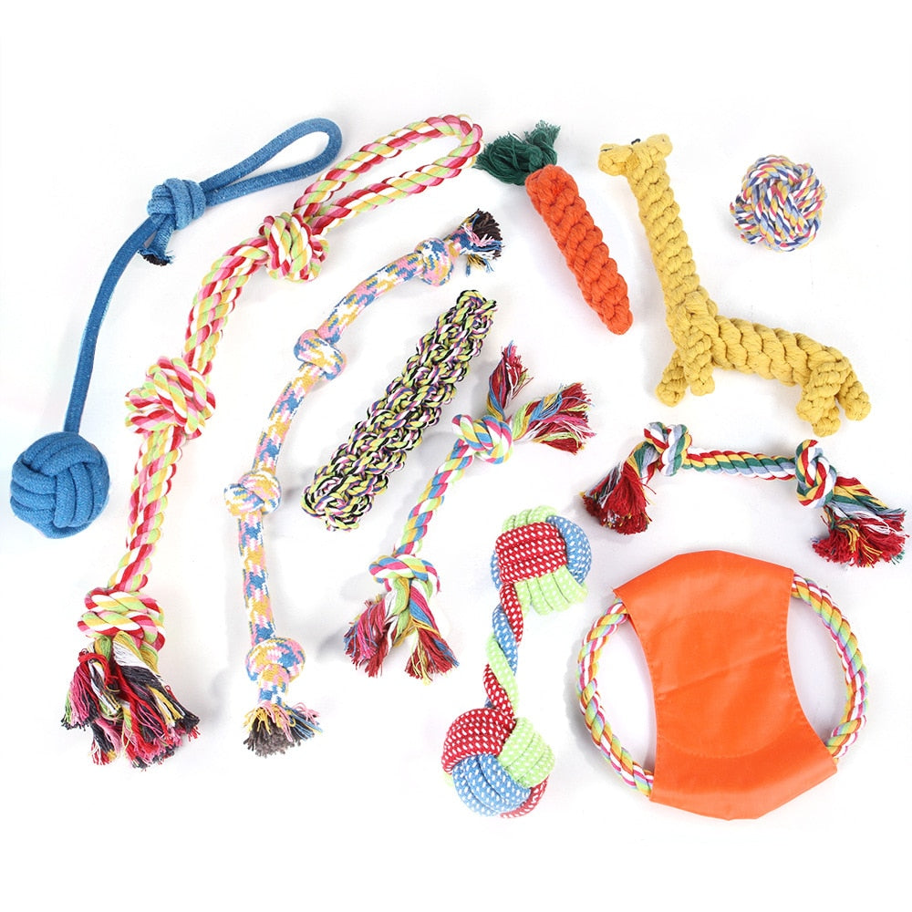 Dog Toy Kit Interactive Chewing Rope Ball Toys Set