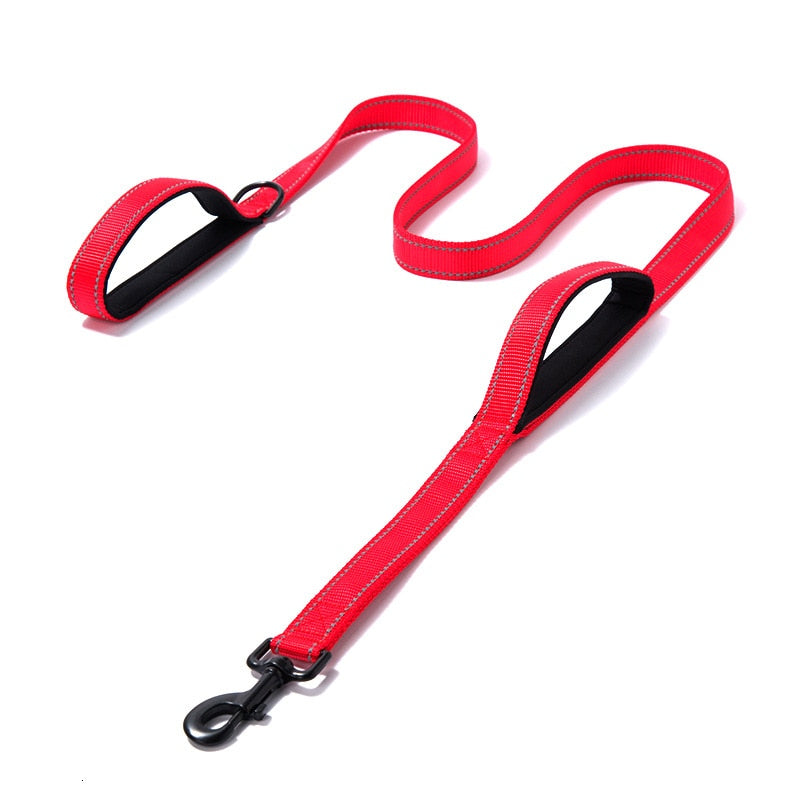 Reflective Padded Dog Leash Two Handle Durable