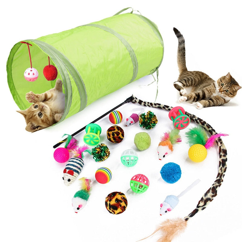 Cat Toys Mouse Balls Feathers Tunnel Sets