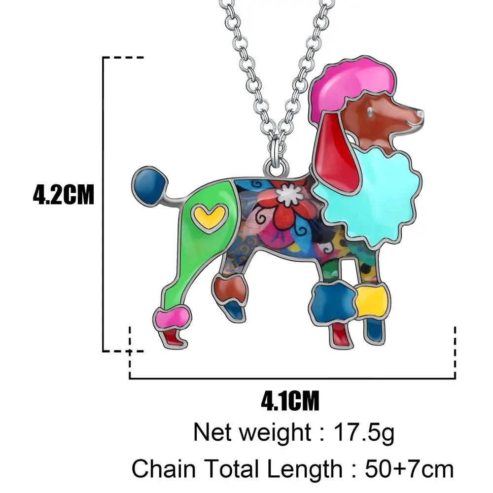 Bonsny Enamel Alloy Fashion Poodle Dog Necklace