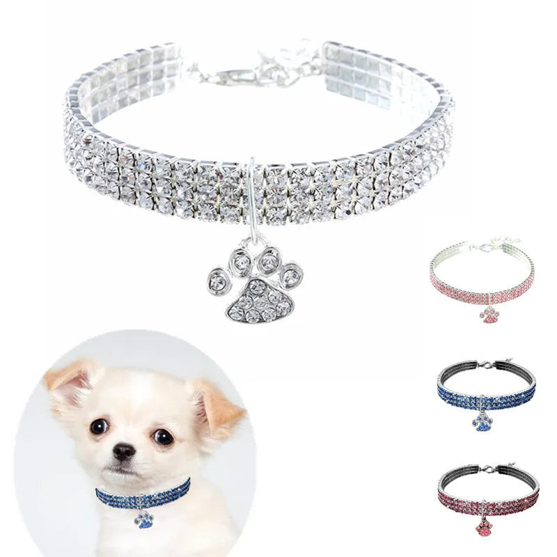 Paw Rhinestone Dog Collar