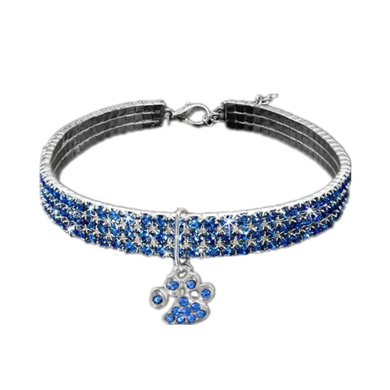 Paw Rhinestone Dog Collar