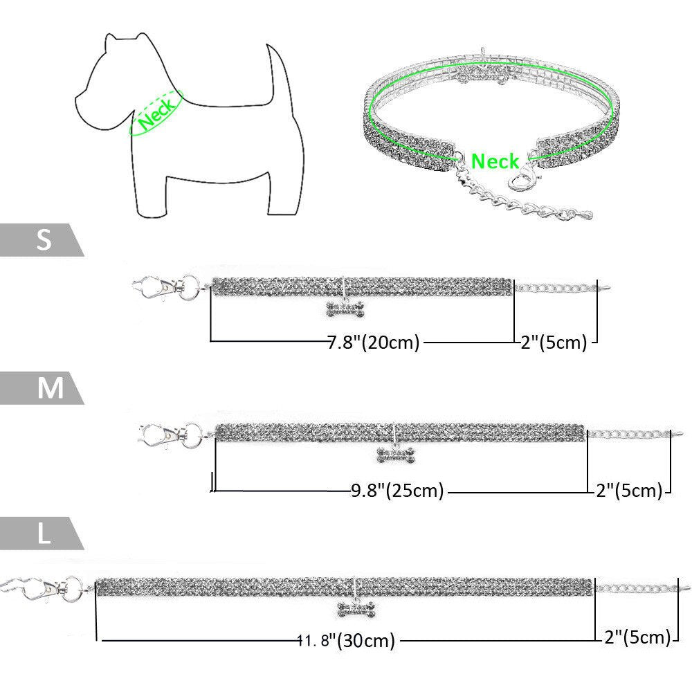 Small Dog or Cat Collar with Diamond Heart Pendant