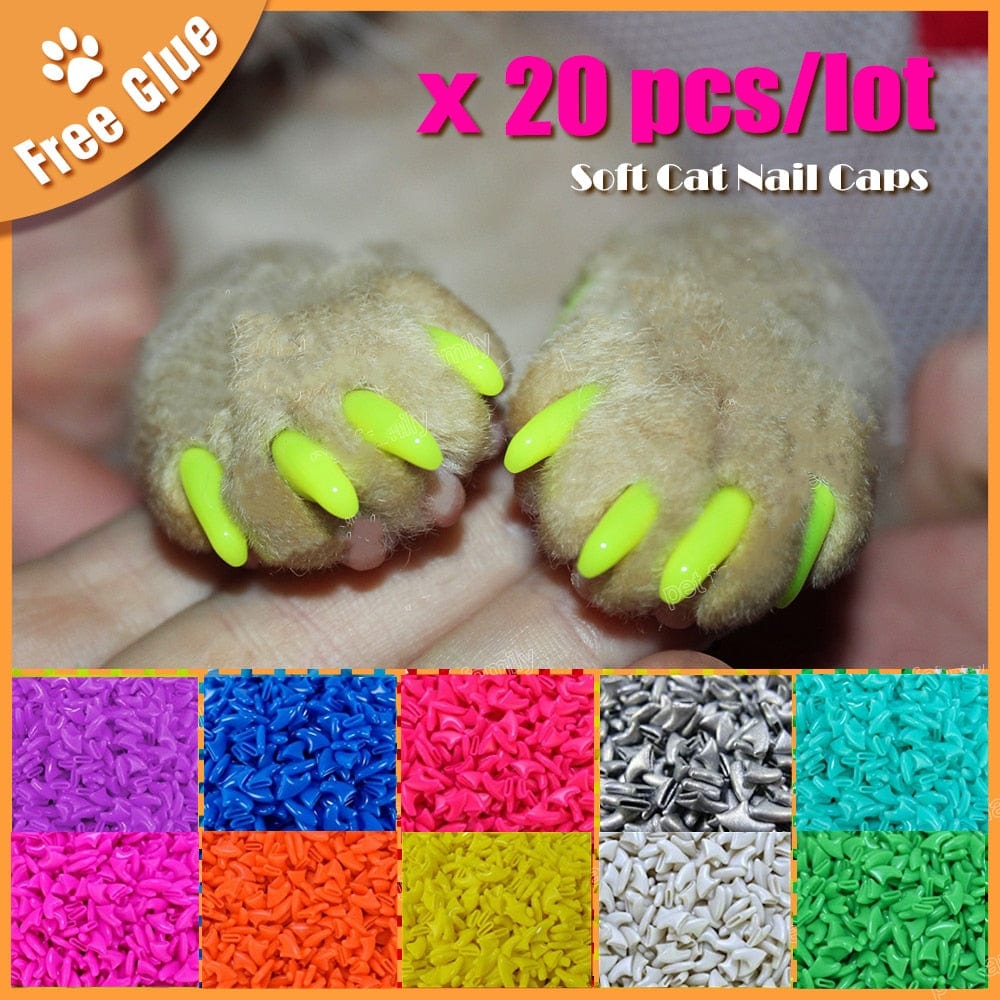 Fashion Colorful Cat Nail Caps 20 Pcs/lot