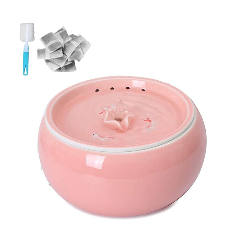 Electric Ceramic Cat Drinking Water Fountain 1.5L