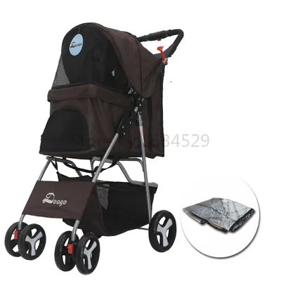 Outdoor Pet Carrier Stroller Multicolor Oxford Cloth Steel Pipe High-intensity 4-wheels