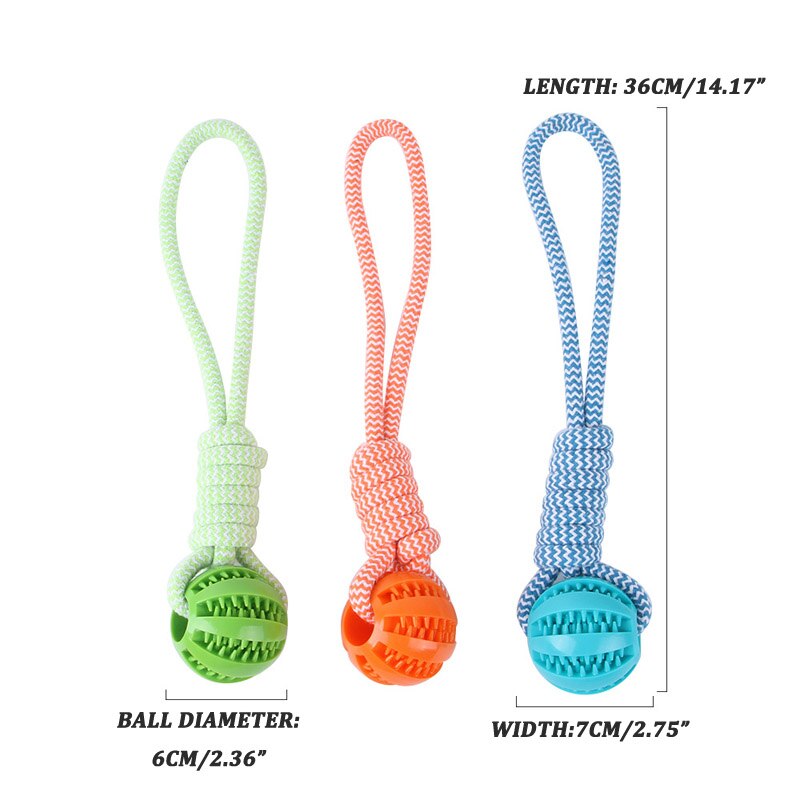 Rope & Rubber Balls Molar Bite Resistant Tooth Cleaning Chewing Toys