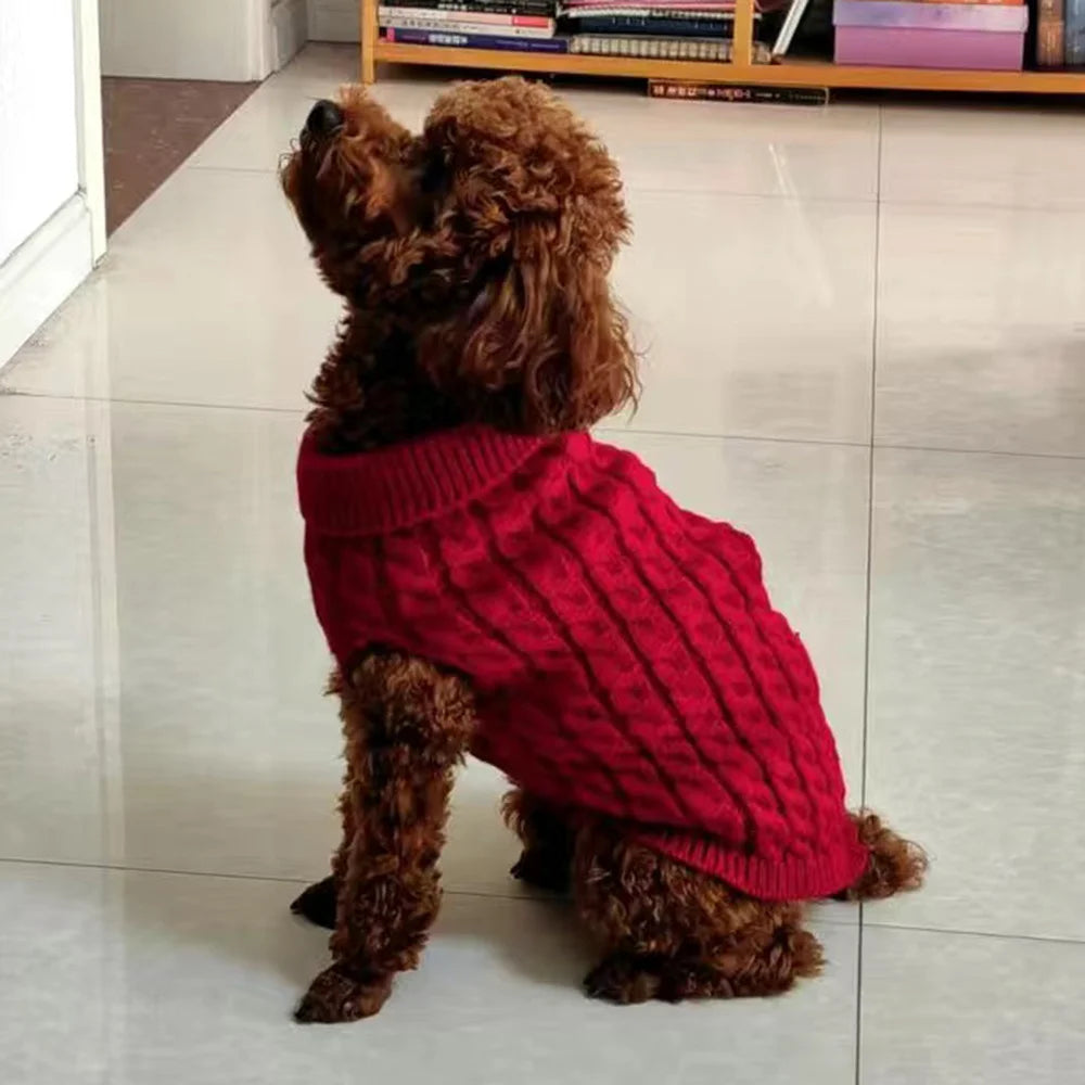 Classic Warm Winter Solid Pet Sweater for Small Dogs