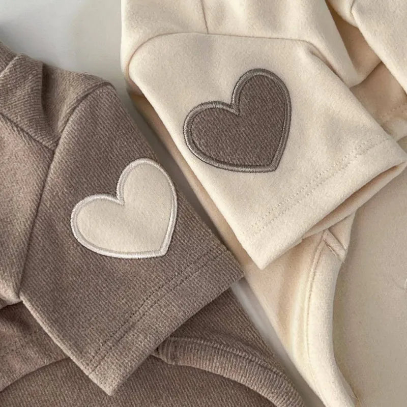 Cute Heart Patch Winter Shirt