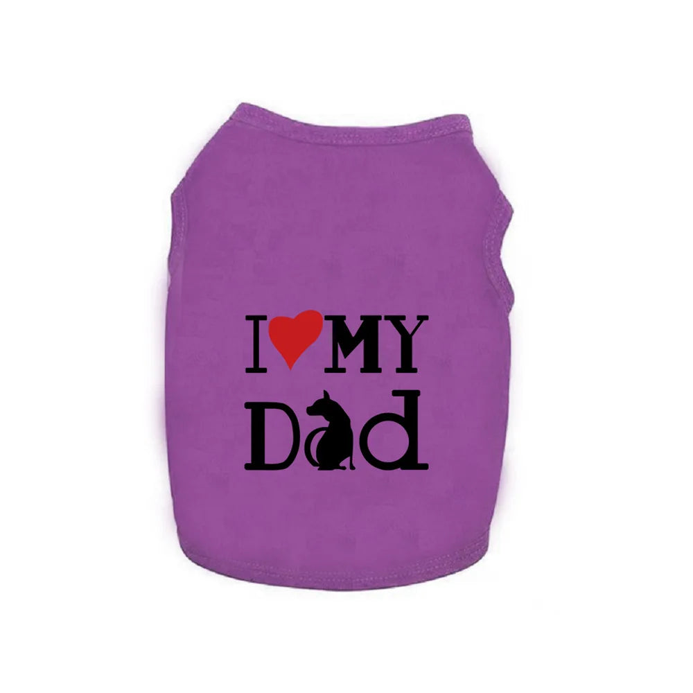 I Love My Dad cotton dog vest T-shirt