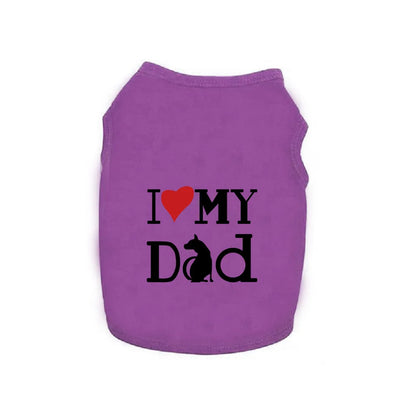 I Love My Dad cotton dog vest T-shirt