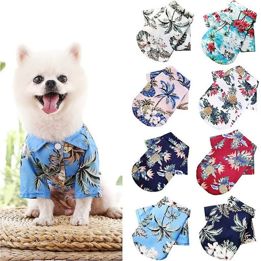 Summer or Spring Hawaiian Style Leaf Printed Beach Shirts