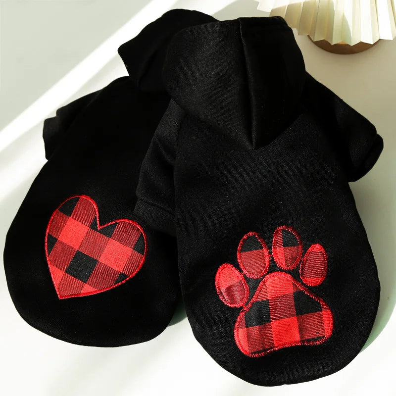 Thick Paw Print or Heart Print Pet Hoodie