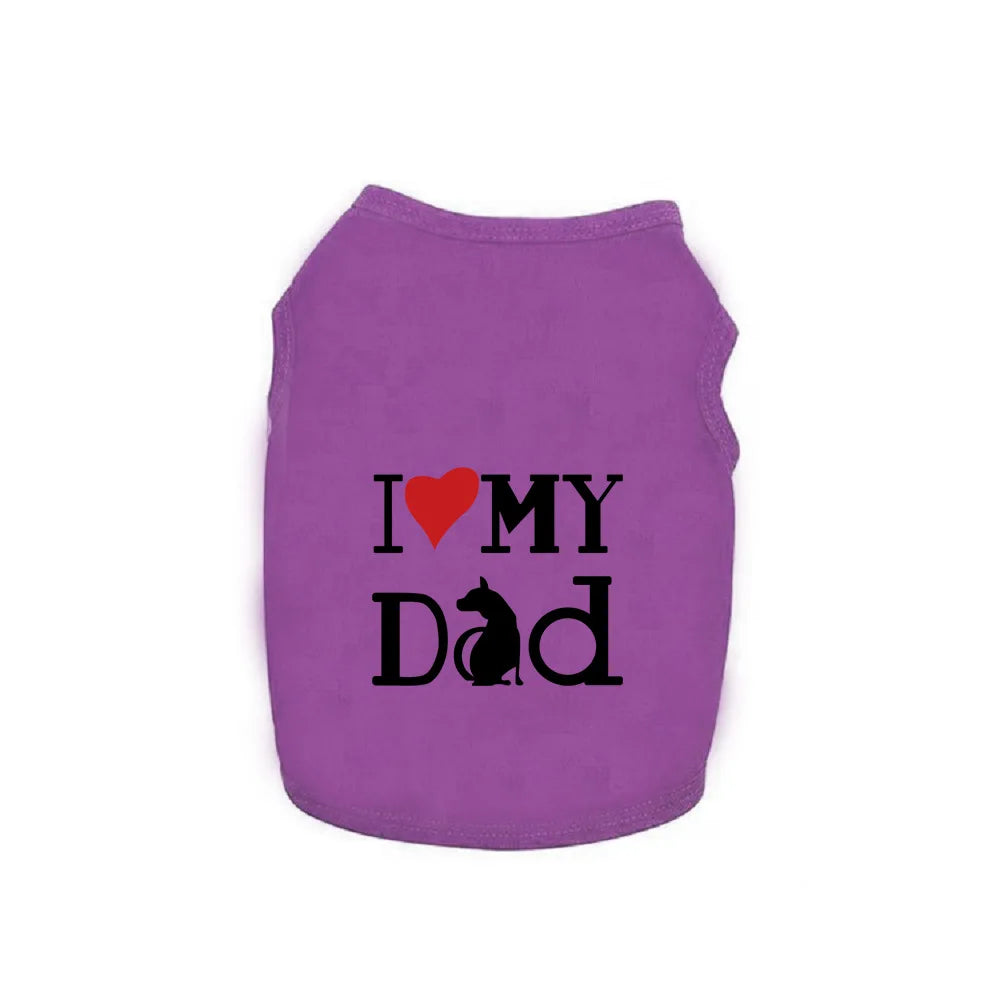 I Love My Dad cotton dog vest T-shirt