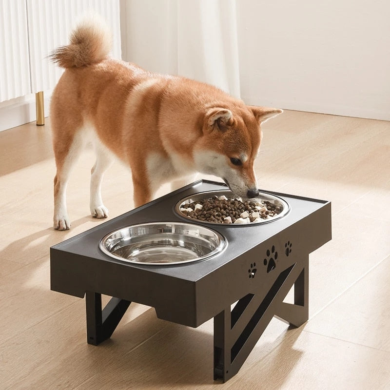 Dogs Double Bowls with Stand Adjustable Height