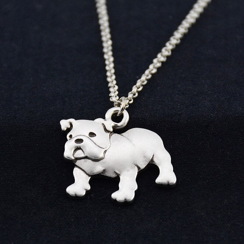 Cute Vintage Punk English Bulldog Dog Pendant Necklace