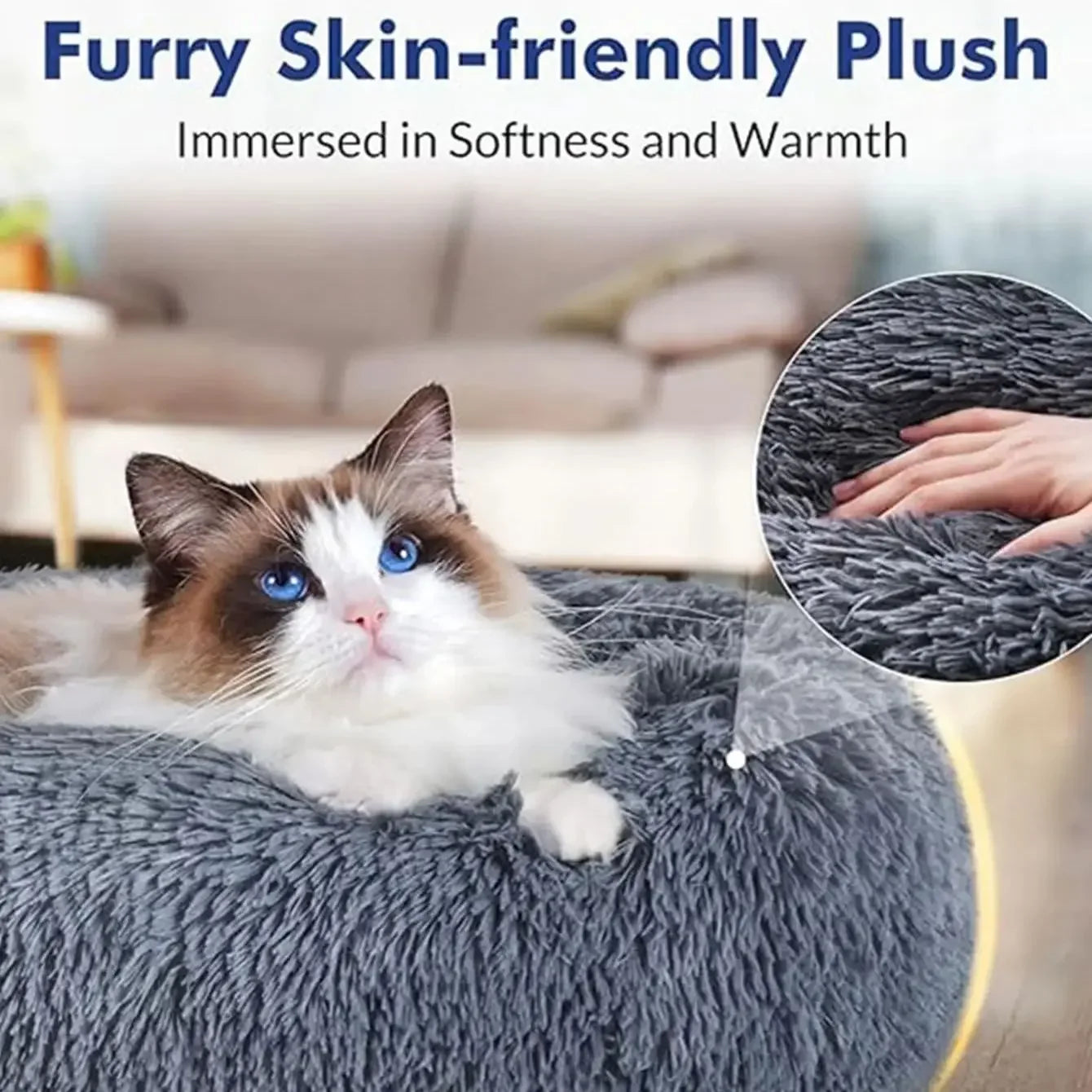 40-90cm Round Plush Pet Bed