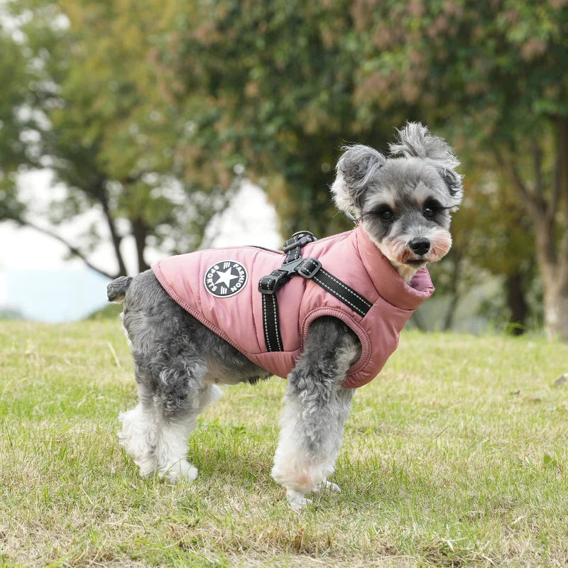 Waterproof Warm Dog Jacket Vest Winter Dog Clothes With Harness