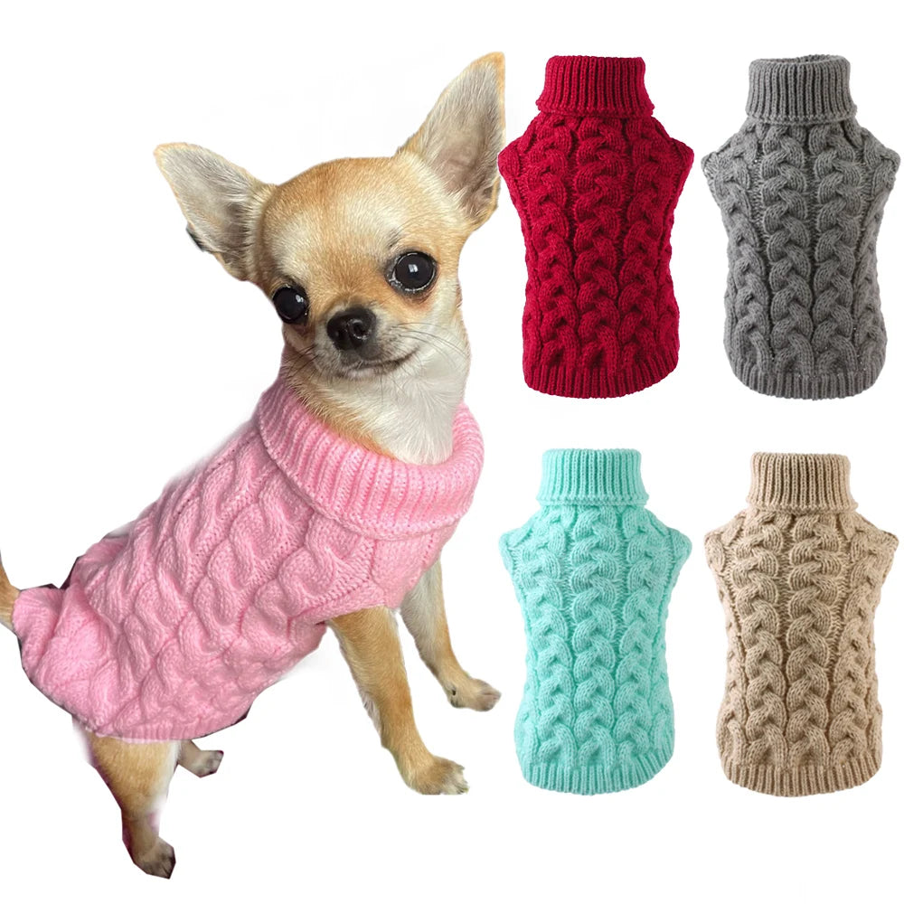 Classic Warm Winter Solid Pet Sweater for Small Dogs