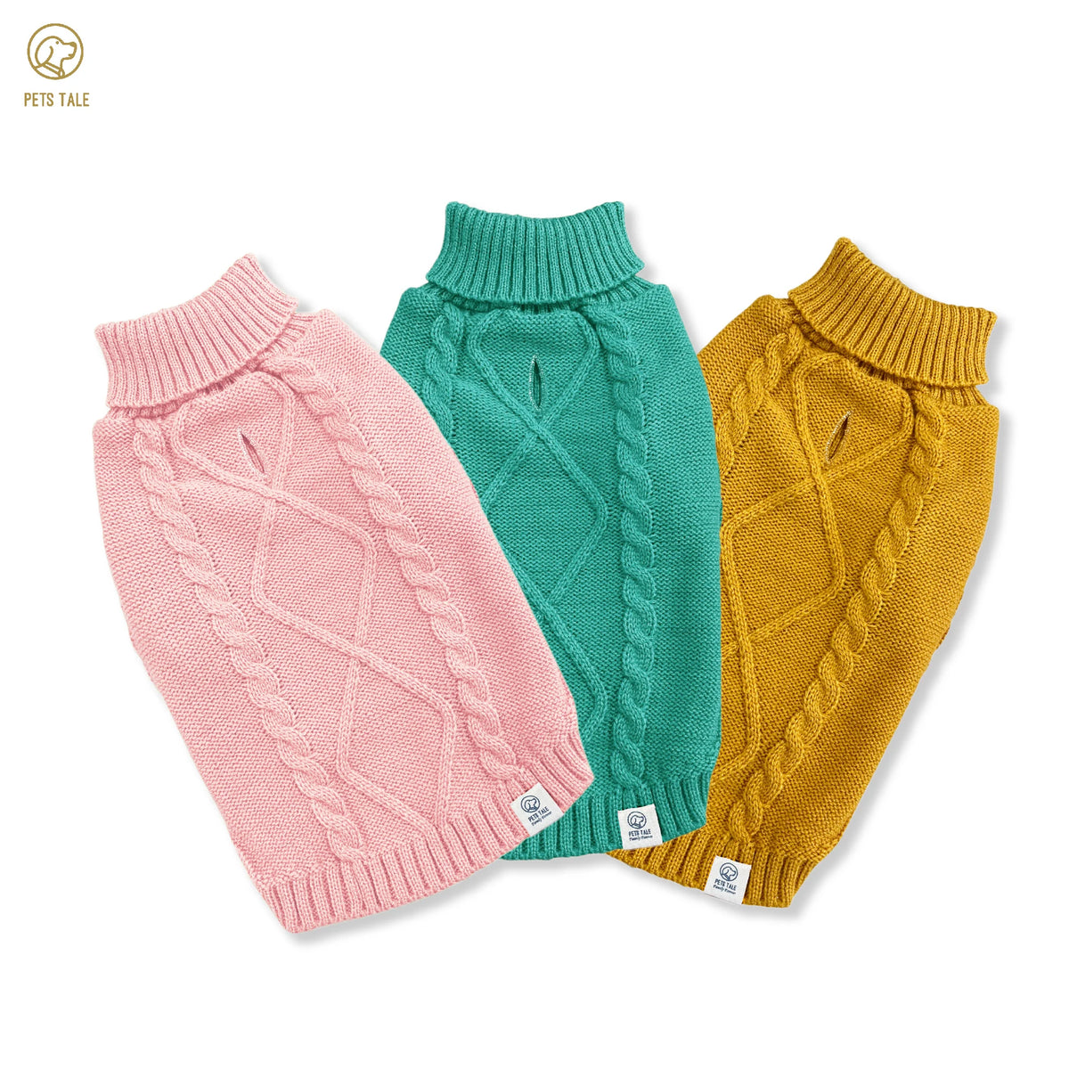 Sweater with Sleeves, Cable Knit, and D-ring Hole Detail for Small and Large Dogs