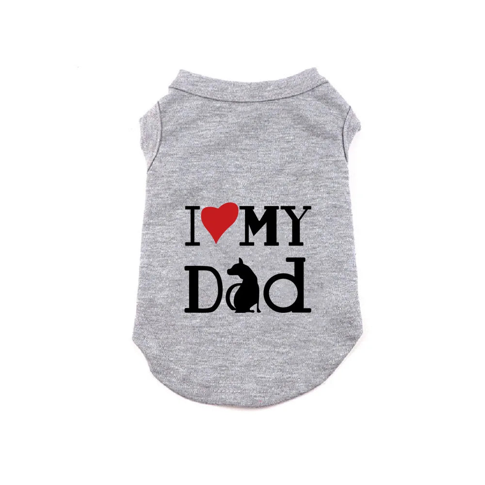 I Love My Dad cotton dog vest T-shirt