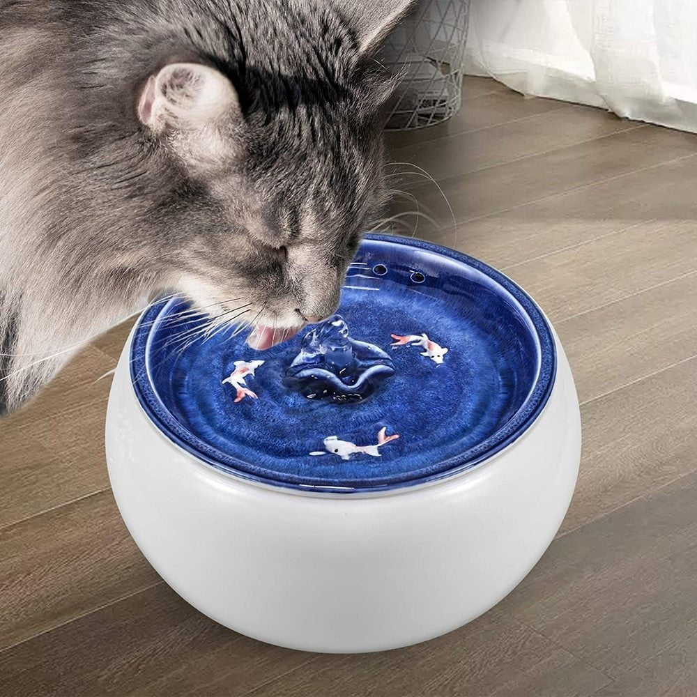 Electric Ceramic Cat Drinking Water Fountain 1.5L