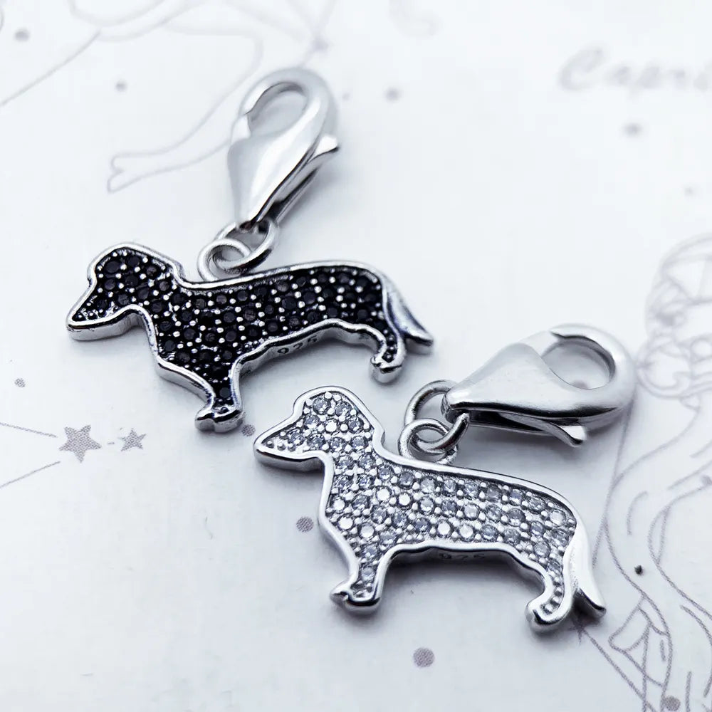 925 Sterling Silver Cute Dachshund Charm