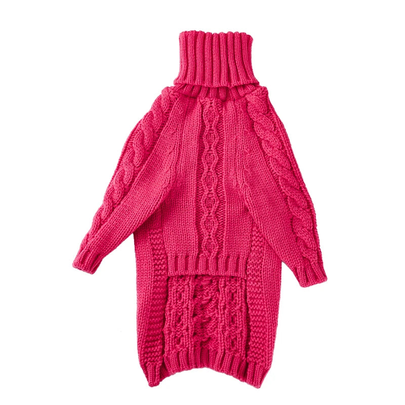 Pink Fashionable Turtleneck Winter Dog Sweater Thick