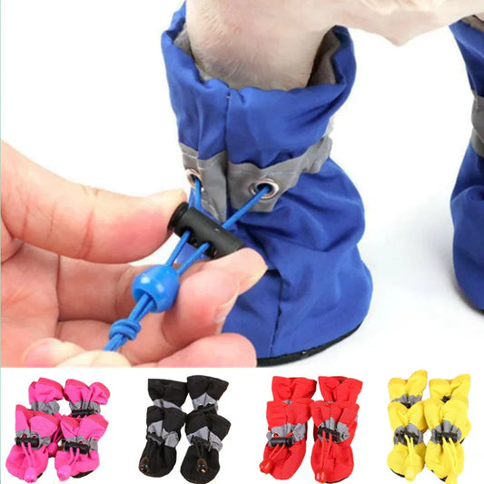 4pcs/set Waterproof Antislip Pet Shoes