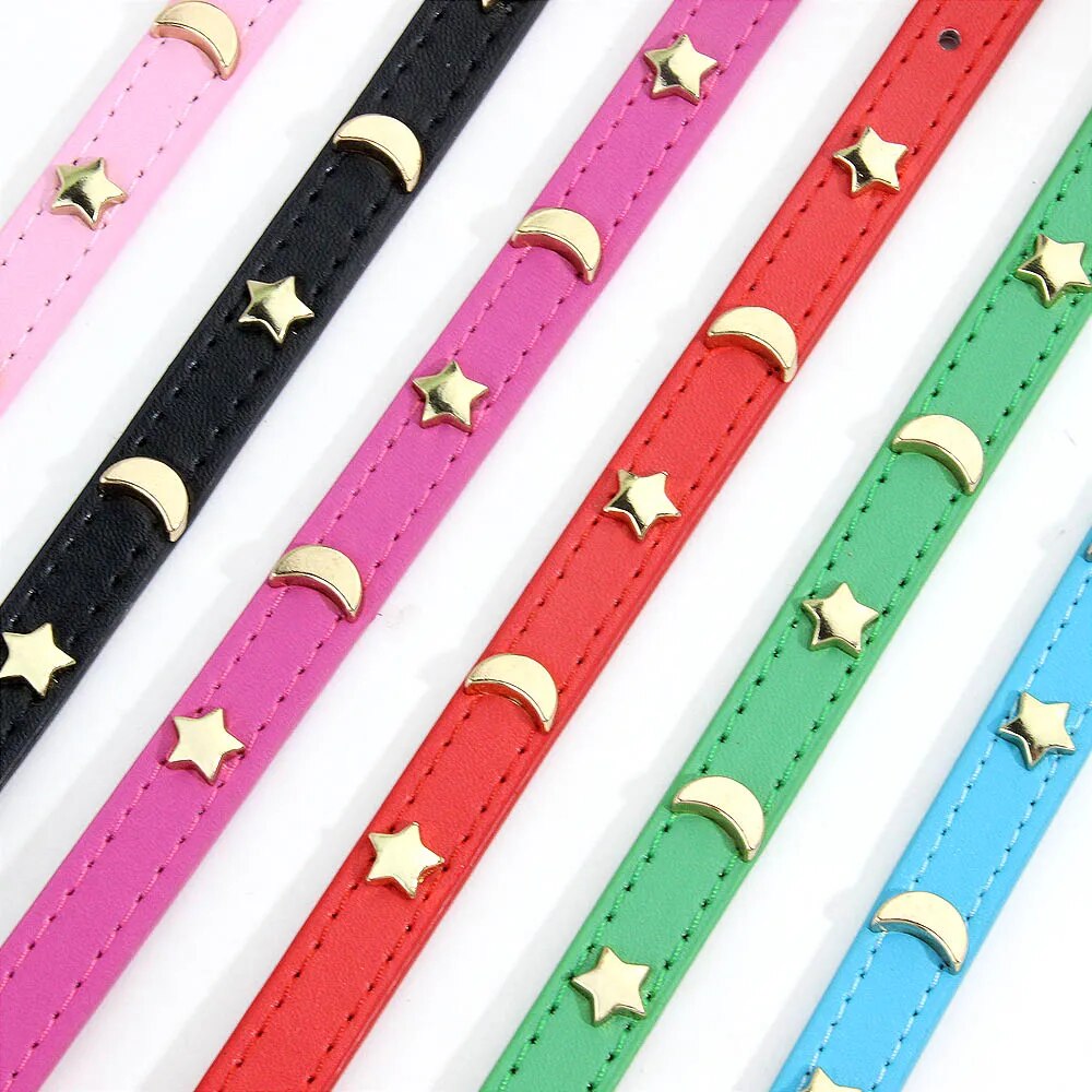 Moon and Stars Soft Leather Collars