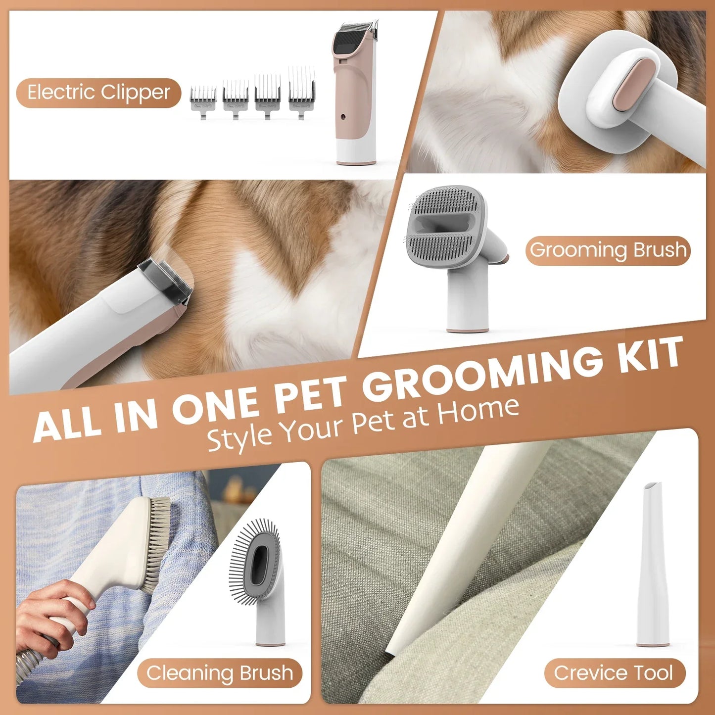 11000Pa Pet Grooming Vacuum With Adjustable Brush