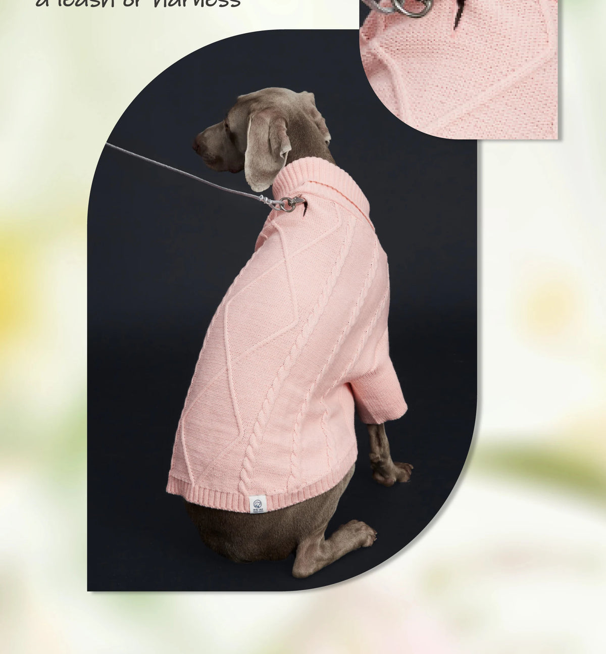 Sweater with Sleeves, Cable Knit, and D-ring Hole Detail for Small and Large Dogs