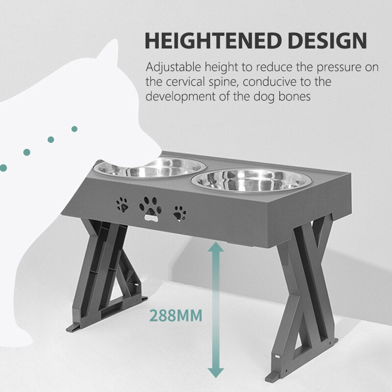 Dogs Double Bowls with Stand Adjustable Height