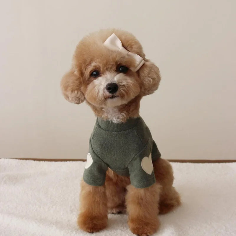 Cute Heart Patch Winter Shirt