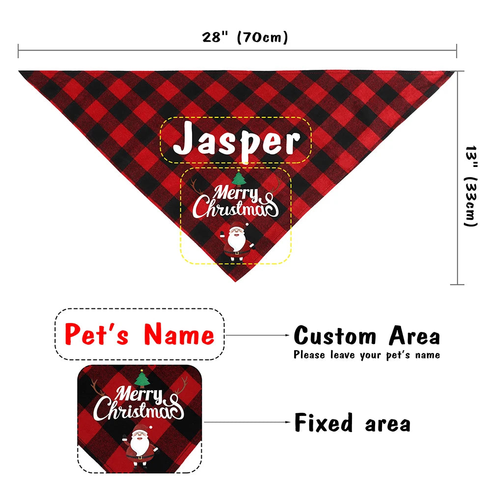 Personalized Dog Cat Christmas Collar Bandana