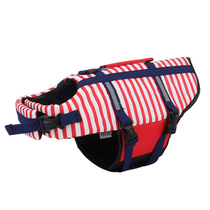 Stripe Dog Life Jacket Swimsuit Life Vest Summer Reflective Puppy Float Coat Swim Clothes Pet Vest